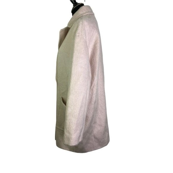 Topshop Womens 8 Pink Long‎ Sleeve Collared Fuzzy One Button Lined Jacket Coat - Picture 5 of 12